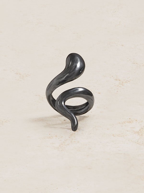 Snake Ring in Oxidized Silver