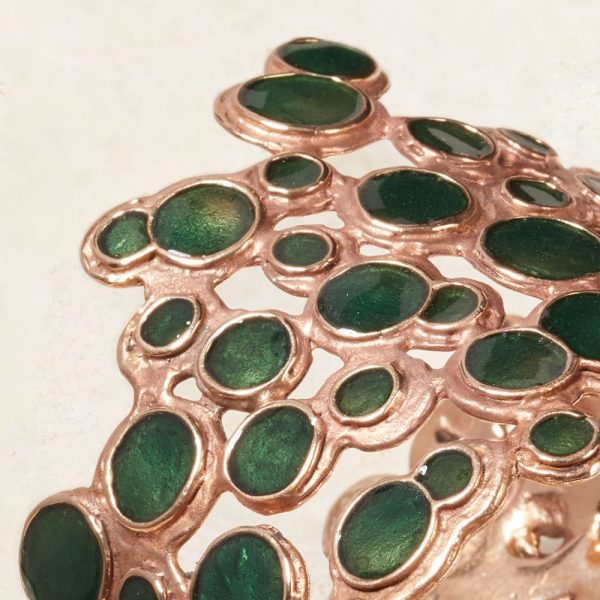 Bubble Cuff in Bronze with Green Enamel