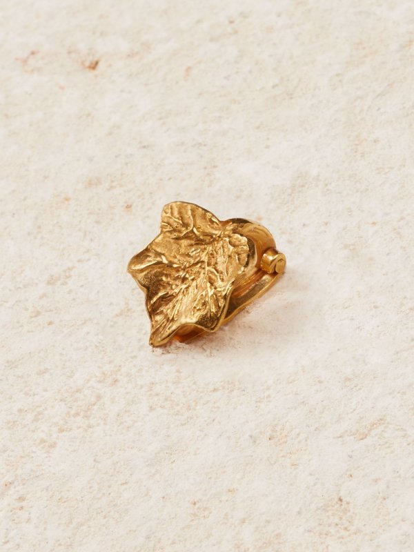 Ivy Leaf Clip Earring Clip in Plated Gold
