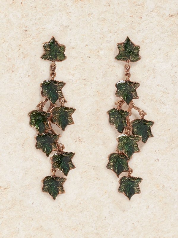 Ivy Vine Earrings in Forest Green