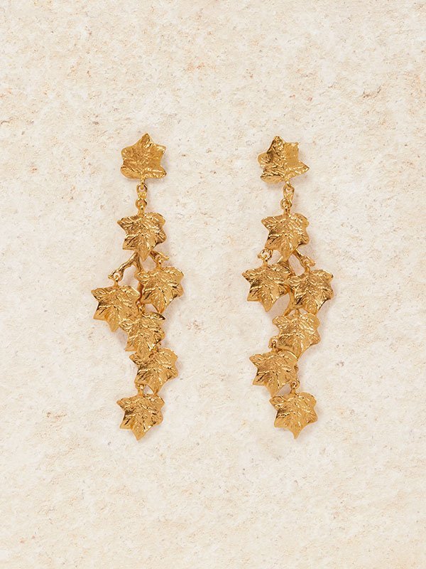 Ivy Vine Earrings in Plated Gold