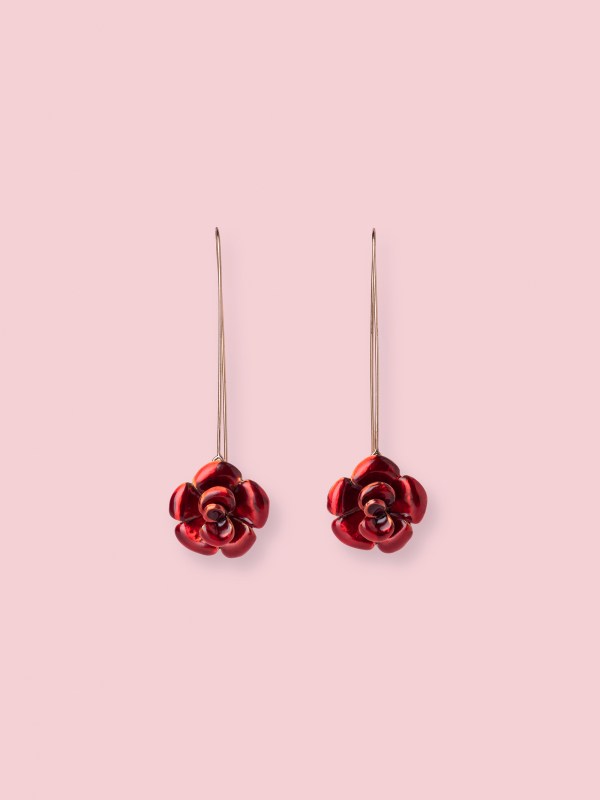 Bouquet Drop Earrings in Cherry