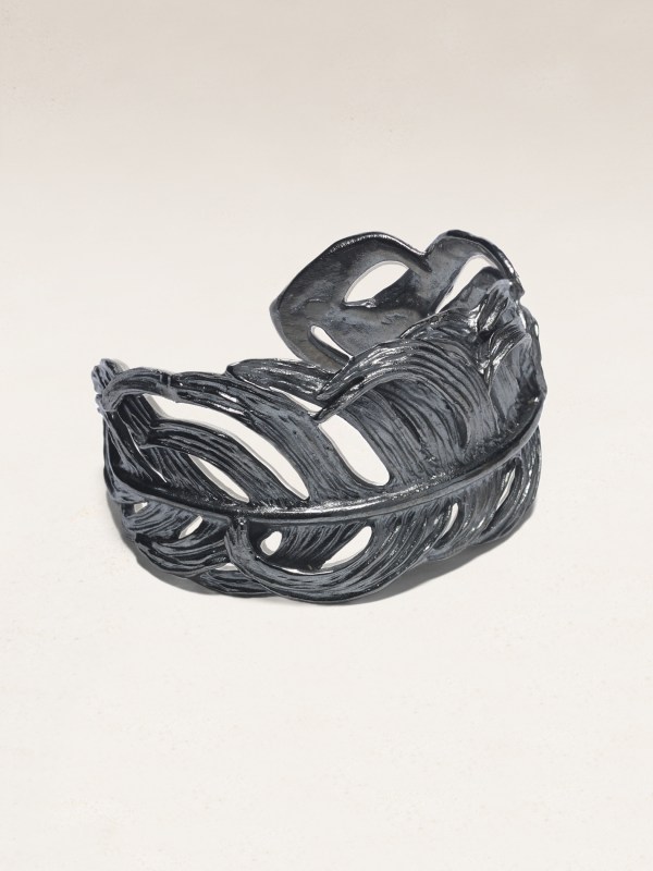 Feather Cuff Plated in Oxidized SIlver