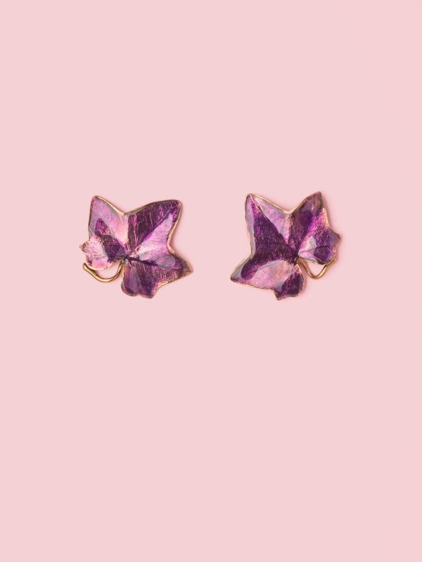 Edera Pin Earrings in Bronze and Violet - L