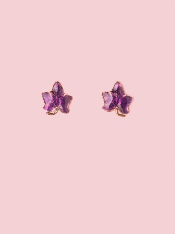Edera Pin Earrings in Bronze and Violet - S