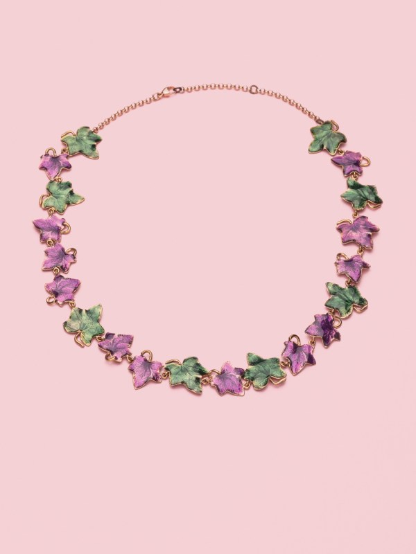 Edera Necklace in Bronze, Violet and Forest Green - S