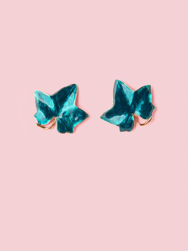 Edera Pin Earrings in Bronze and Mediterranean Blue - L