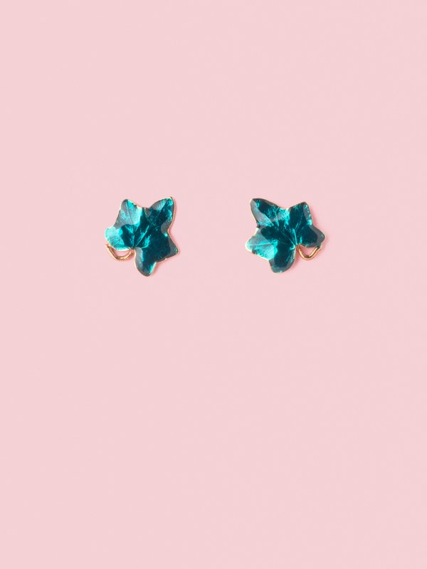 Edera Pin Earrings in Bronze and Mediterranean Blue - S