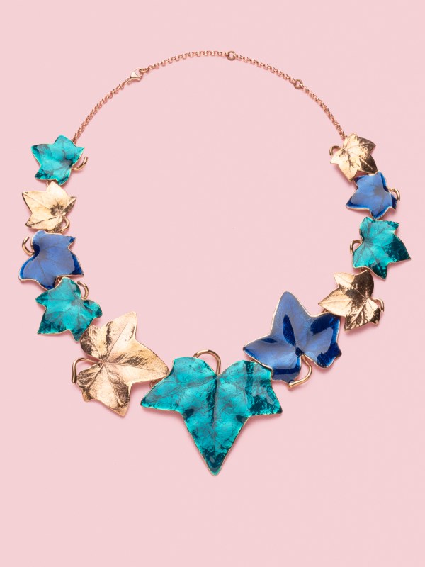 Edera Necklace in Bronze Mediterranean Blue and Midnight Blue - L
