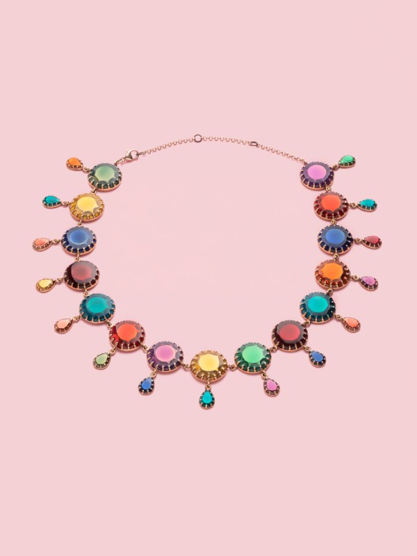 Rainbow Collar Necklace in Bronze and Multicolour
