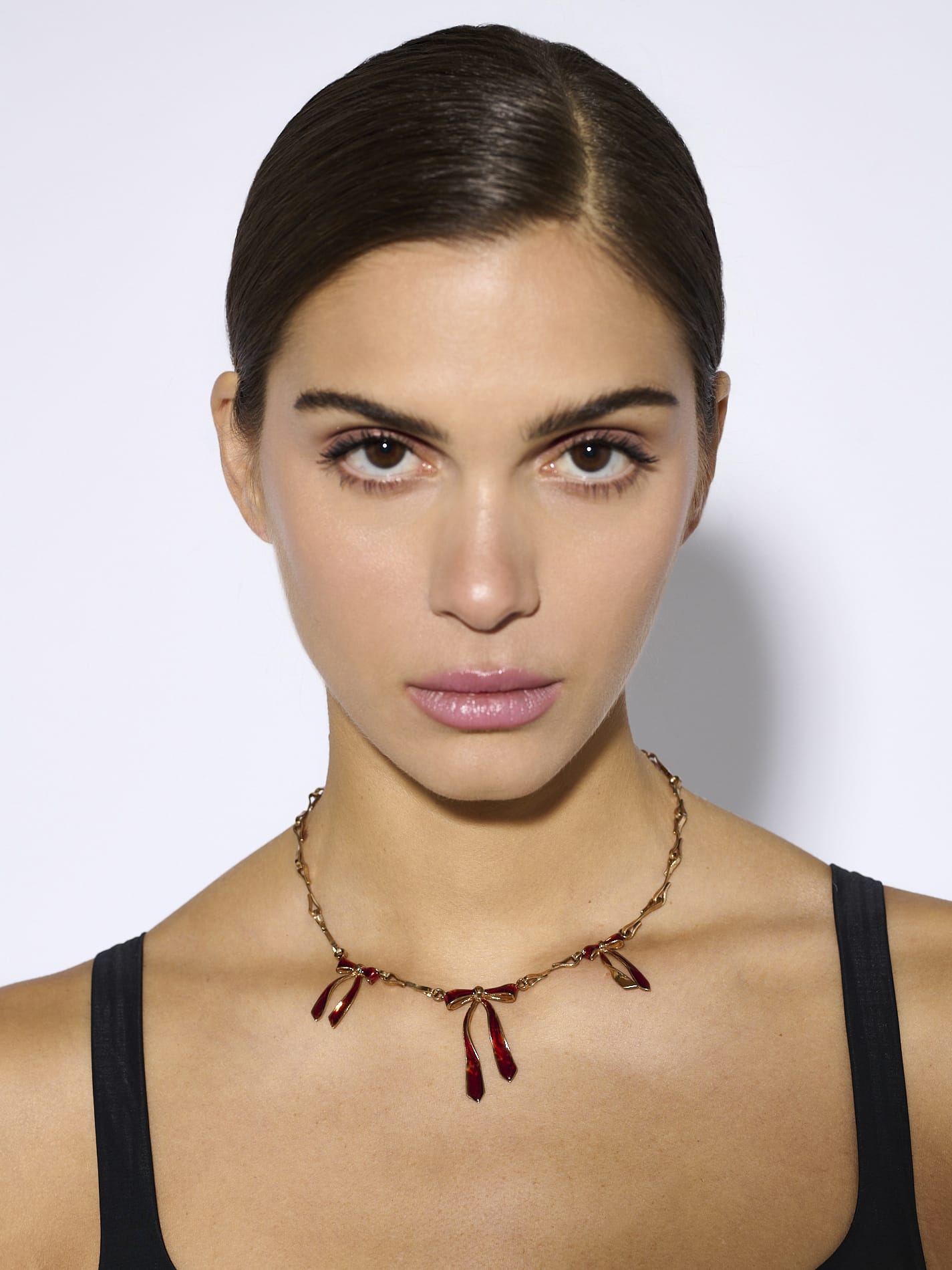 Fiocco Chain Necklace in Bronze and Cherry