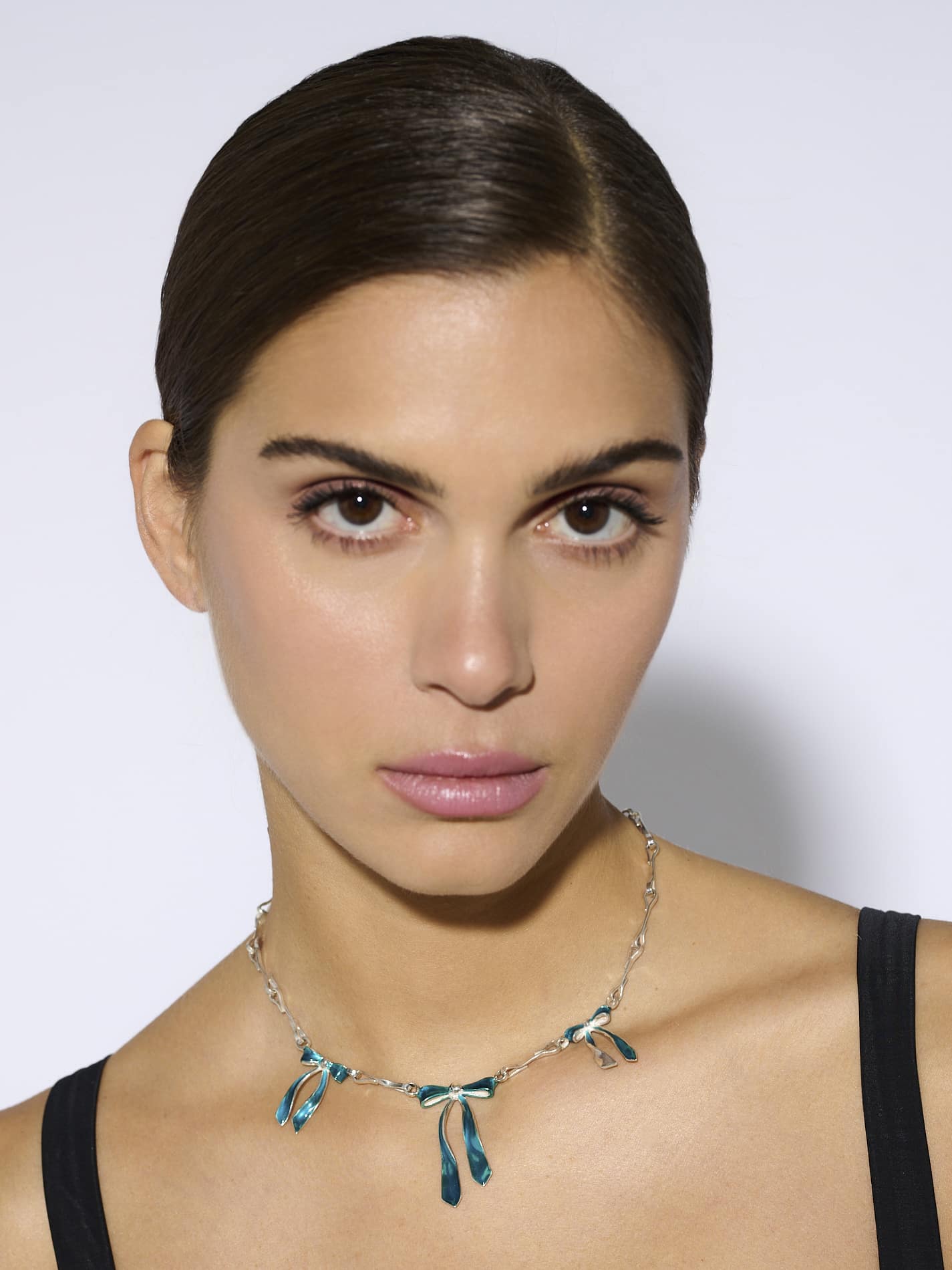 Fiocco Chain Necklace in Silver and Mediterranean Blue