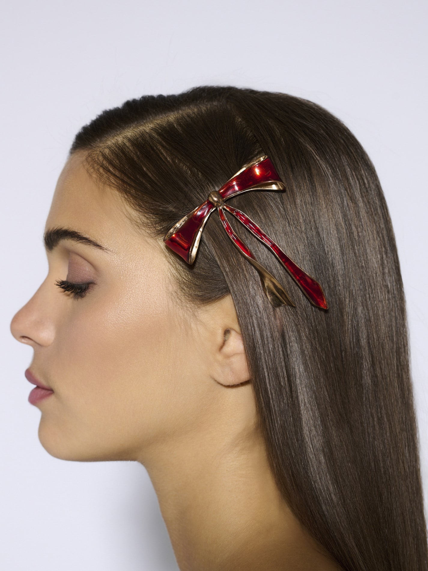 Fiocco Hairclip in Bronze and Cherry
