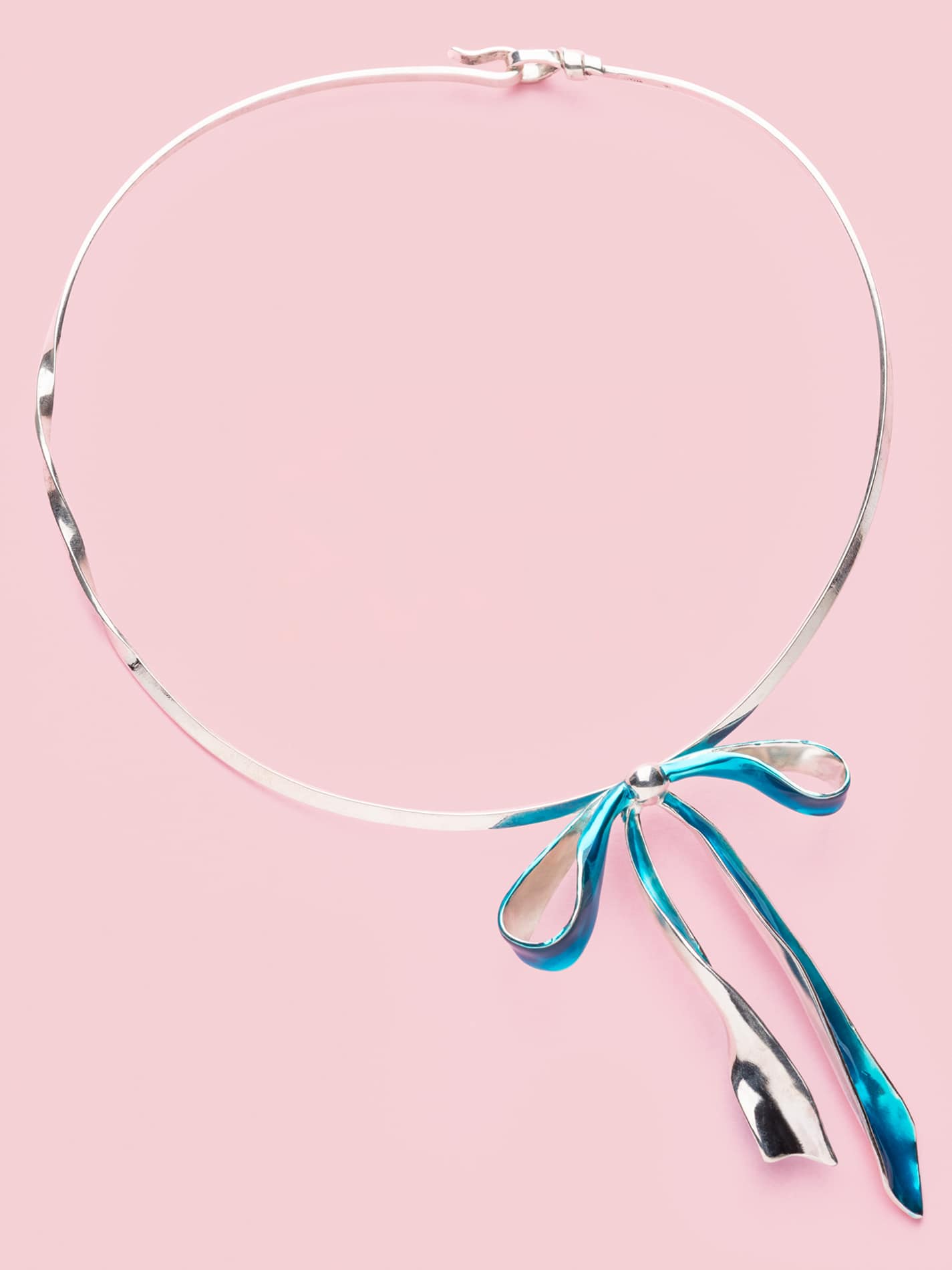 Fiocco Necklace in Silver and Mediterranean Blue