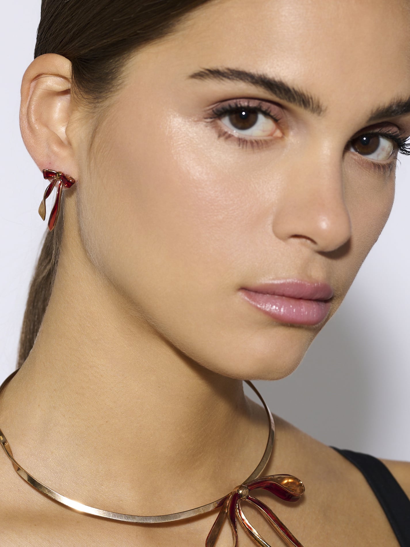 Fiocco Pin Earrings in Bronze and Cherry S