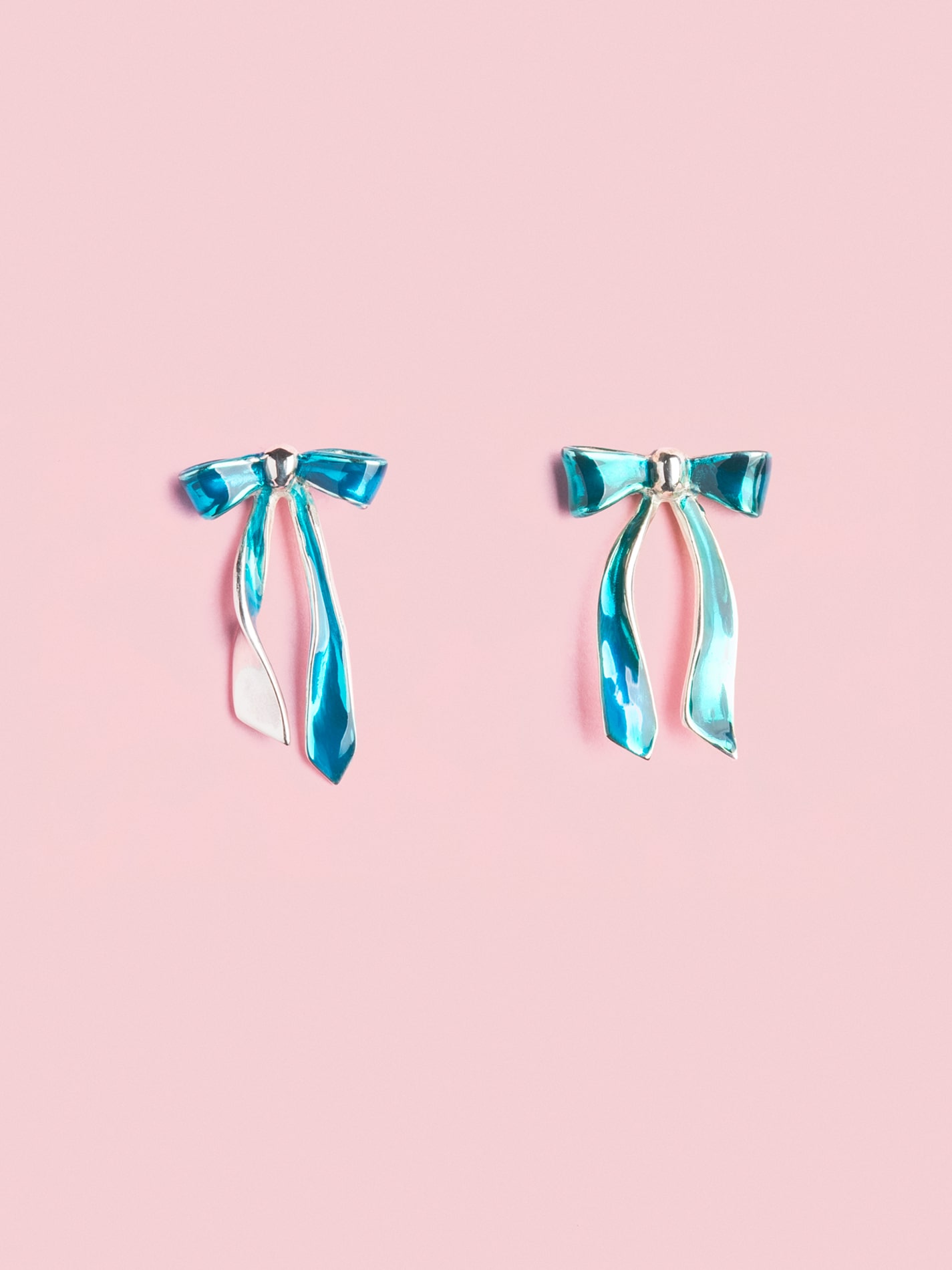 Fiocco Pin Earrings in Silver and Mediterranean Blue S