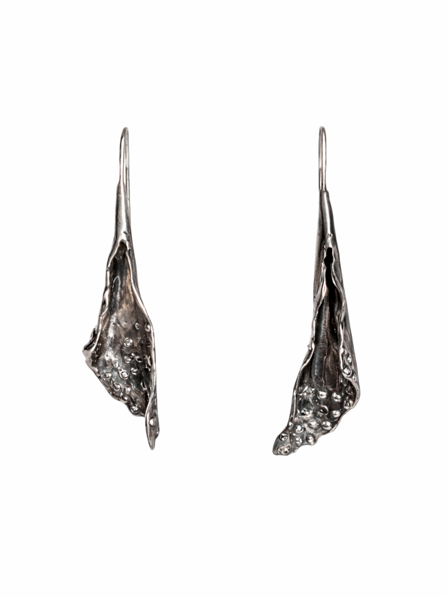 Melted Diamond Earrings in Oxidized Silver