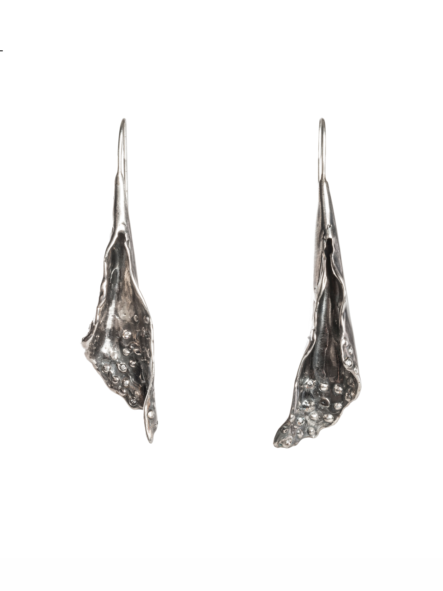 Melted Diamond Earrings in Silver