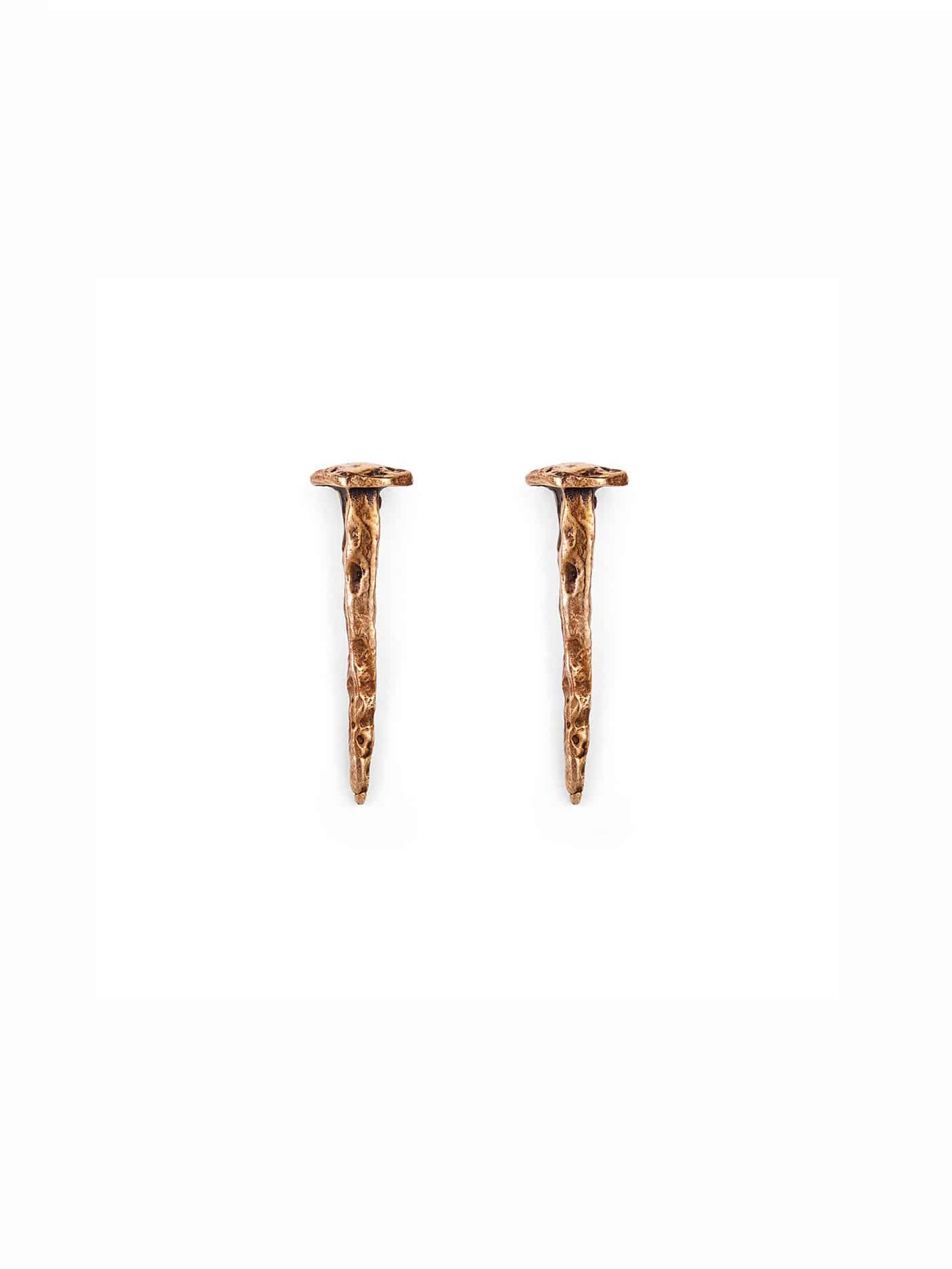 Nail Earrings in Bronze