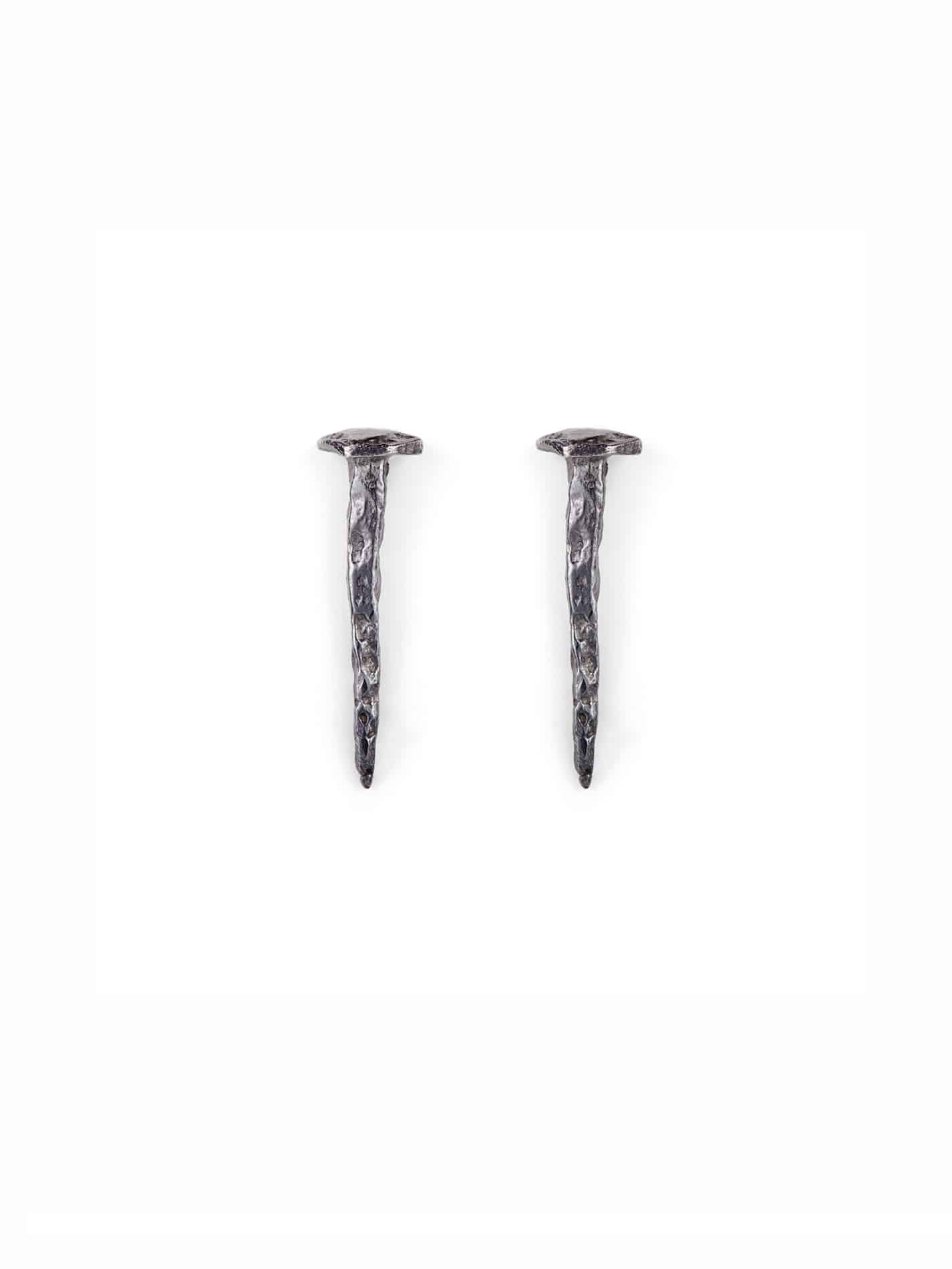Nail Earrings in Oxidized Sterling Silver