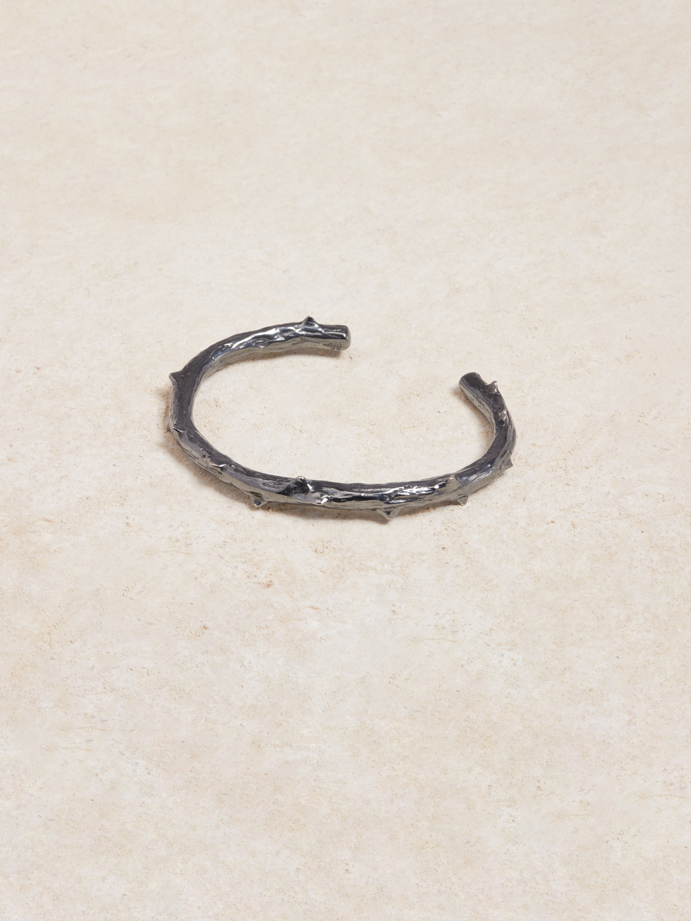 Rose Branch Bangle Plated in Oxidized Silver