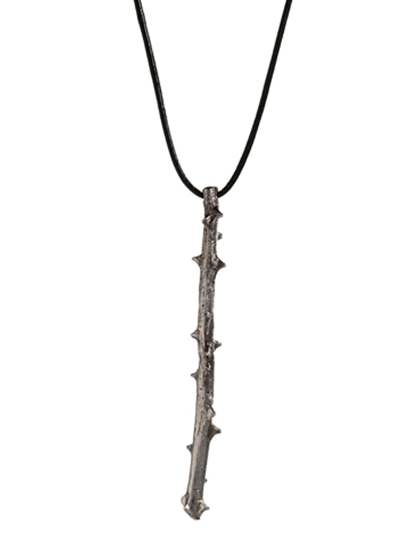 Rose Branch Pendant Necklace Plated in Oxidized Silver