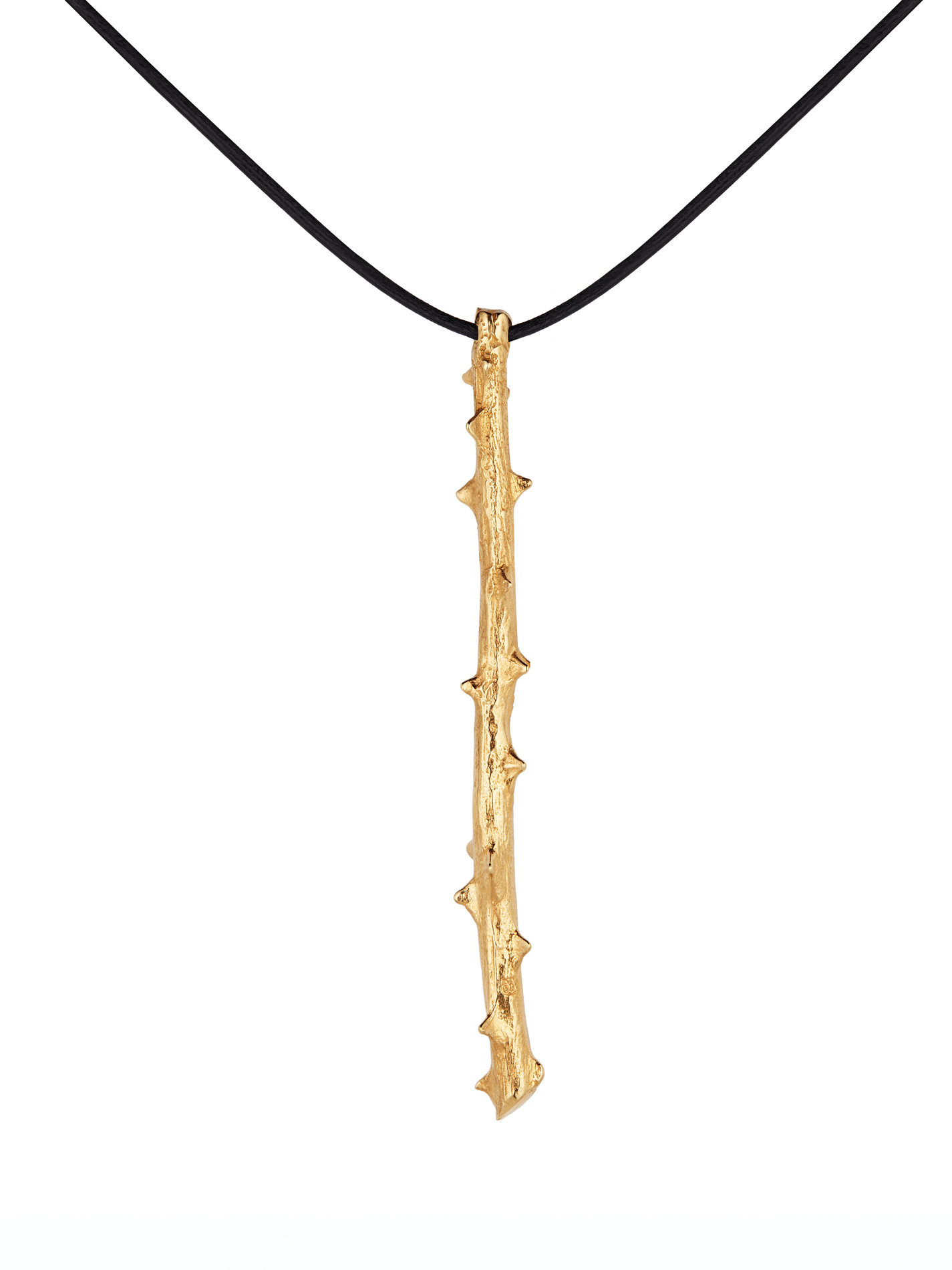 Rose Branch Pendant Necklace Plated in Gold