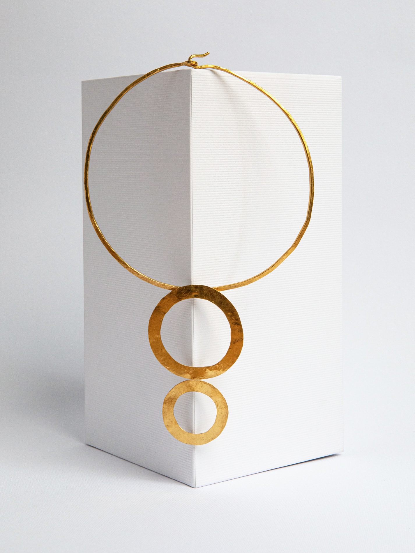 Double Disks Necklace Short 24 kt Gold
